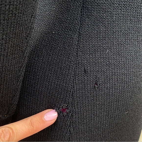 St. John Vintage Black Dress Size 2 Illusion Sparkly Snowflake Mock Turtleneck - Picture 13 of 17